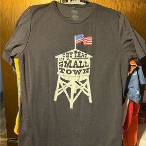 Gray Short Sleeve Tee with Water Tower Graphic